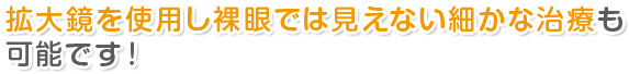 拡大鏡を使用し裸眼では見えない細かな治療も